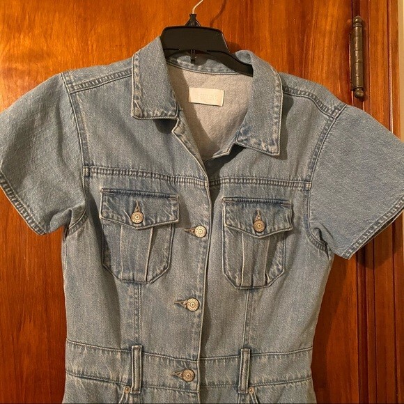 Boyish Denim Dress Mini Blue Sydney General Safari Short Sleeve Button Utility - Picture 4 of 11